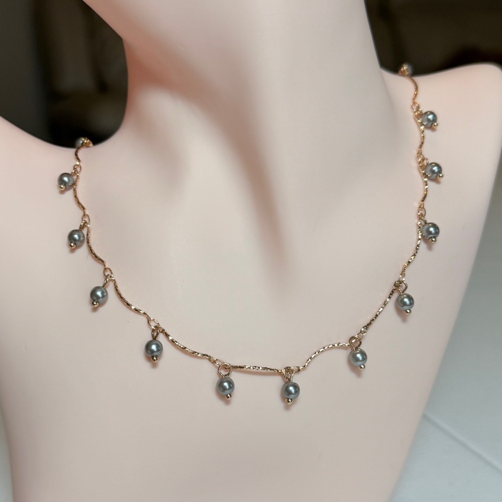 Vintage Style Gold Necklace with Silver Accents